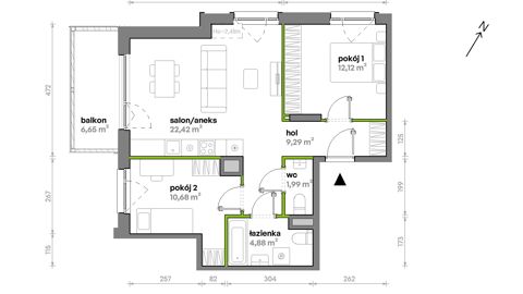 Plan 3 pok. 61m²