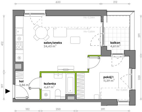 Plan 2 pok. 44m²