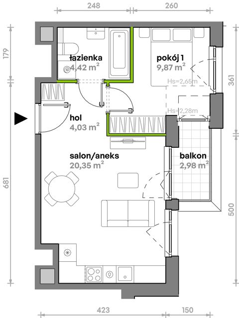 Plan 2 pok. 39m²