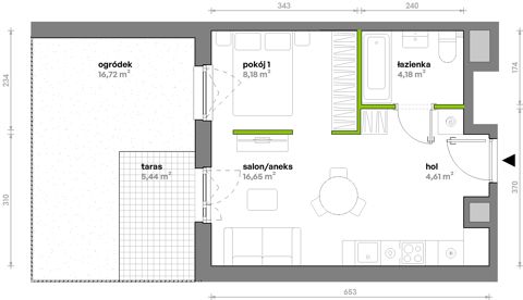 Plan 1 pok. 34m²