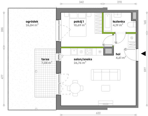 Plan 2 pok. 46m²