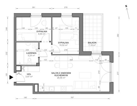 Plan 3 pok. 57m²