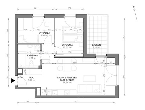 Plan 3 pok. 57m²