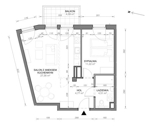 Plan 2 pok. 48m²