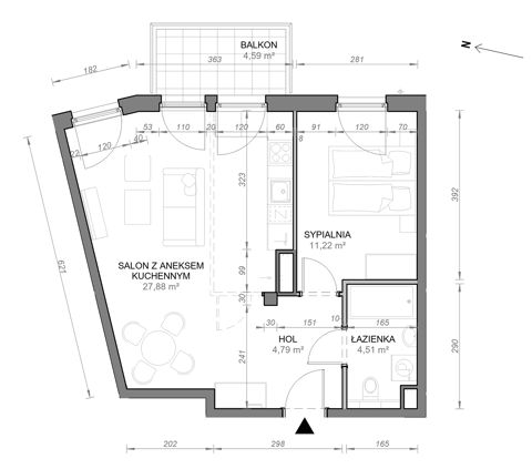 Plan 2 pok. 48m²
