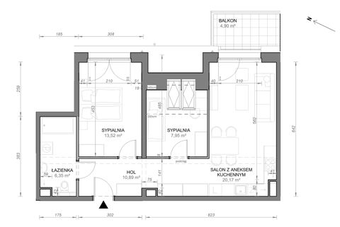 Plan 3 pok. 59m²