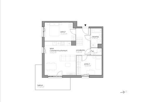 Plan 3 pok. 61m²