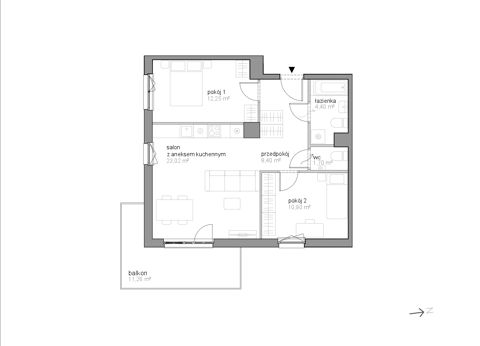 Plan 3 pok. 61m²