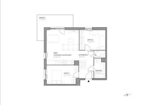 Plan 3 pok. 61m²
