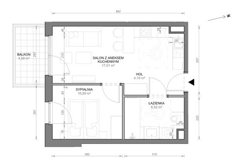 Plan 2 pok. 38m²