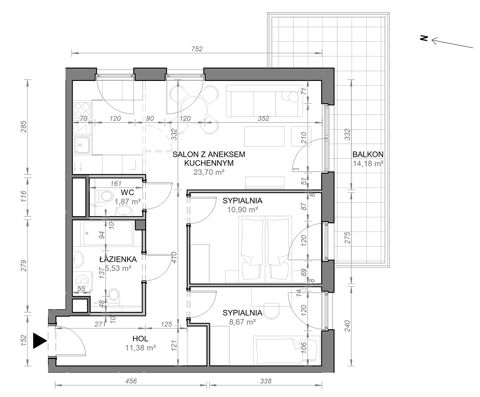 Plan 3 pok. 62m²