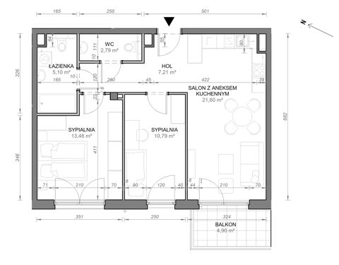 Plan 3 pok. 61m²