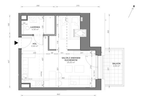 Plan 1 pok. 33m²