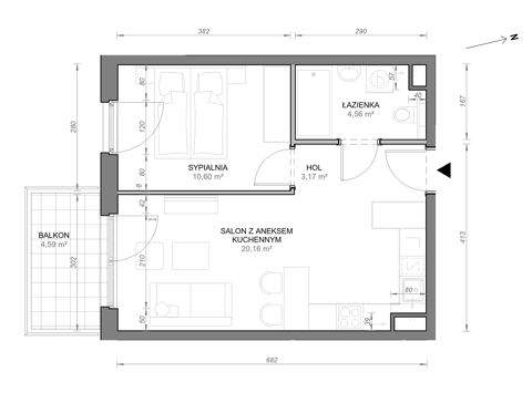 Plan 2 pok. 38m²