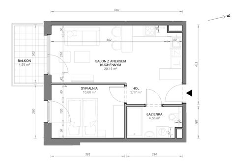 Plan 2 pok. 38m²