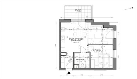 Plan 2 pok. 43m²