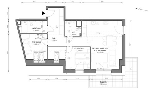 Plan 3 pok. 76m²