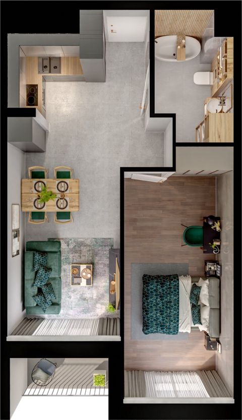 Plan 2 pok. 46m²