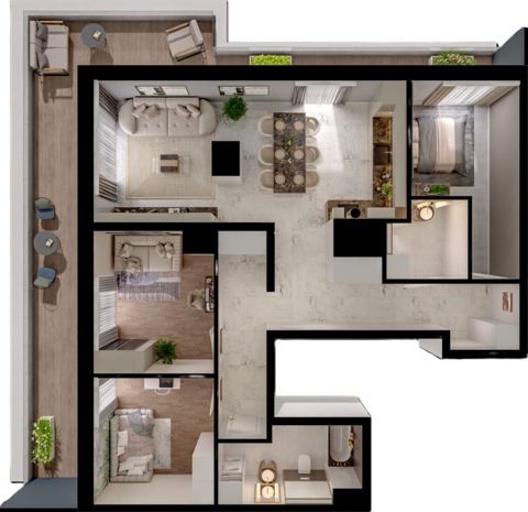 Plan 4 pok. 90m²