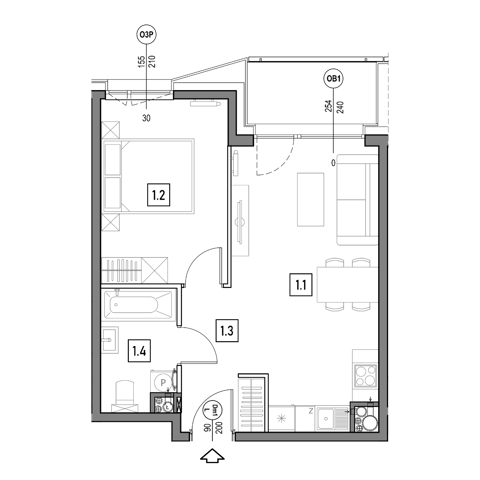 Plan 2 pok. 41m²