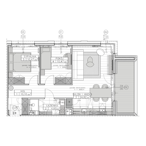 Plan 3 pok. 60m²