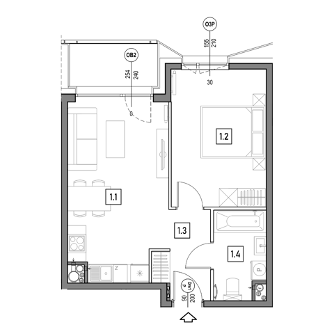 Plan 2 pok. 41m²