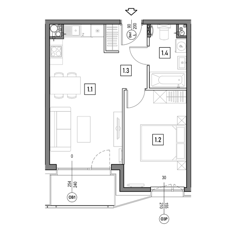 Plan 2 pok. 42m²