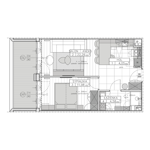 Plan 2 pok. 43m²