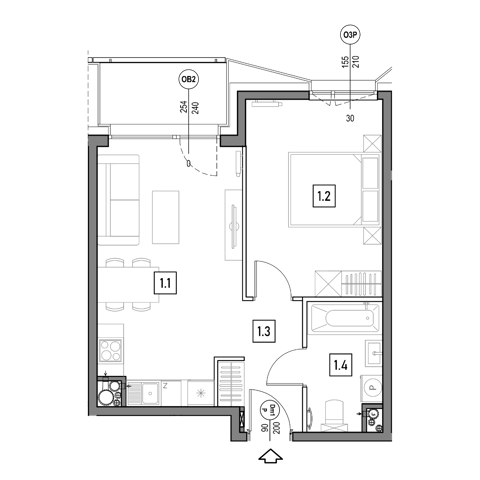 Plan 2 pok. 41m²