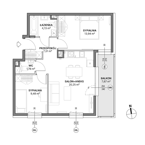 Plan 3 pok. 57m²