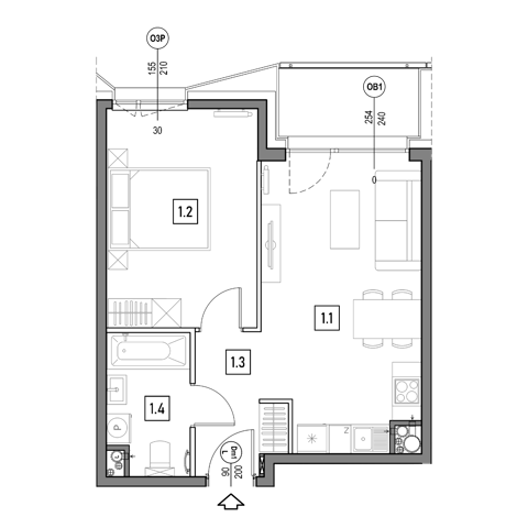 Plan 2 pok. 42m²