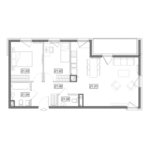 Plan 3 pok. 67m²