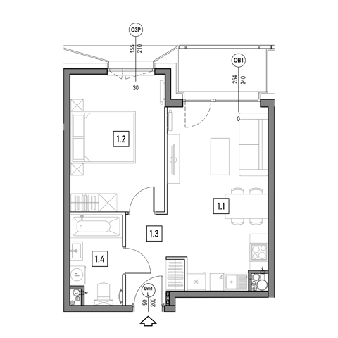 Plan 2 pok. 42m²