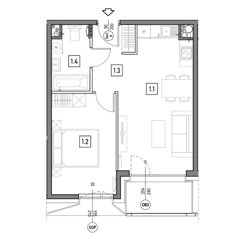 Plan 2 pok. 42m²