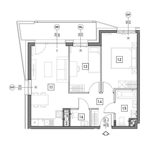 Plan 3 pok. 55m²