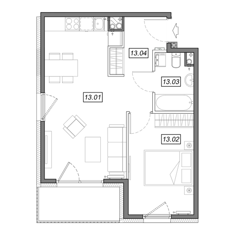 Plan 2 pok. 43m²