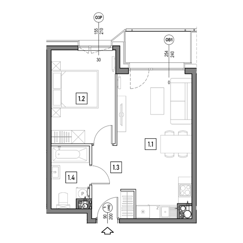 Plan 2 pok. 41m²