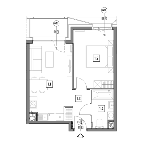 Plan 2 pok. 41m²