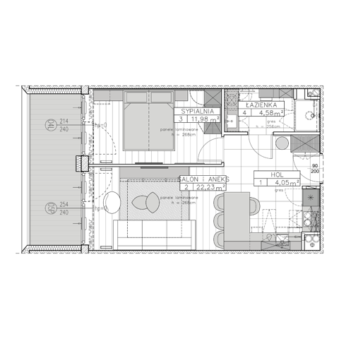 Plan 2 pok. 43m²