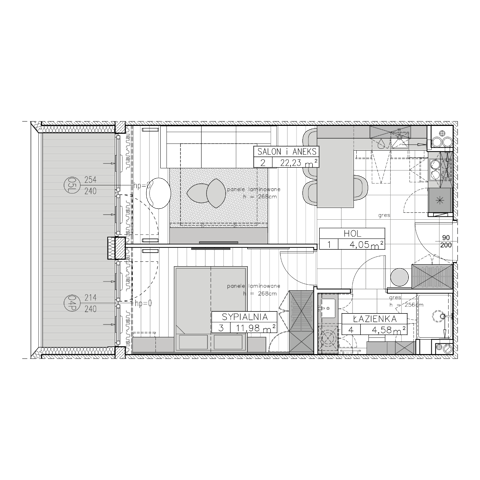 Plan 2 pok. 43m²