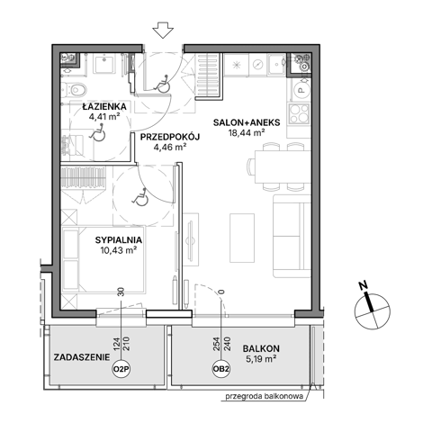 Plan 2 pok. 38m²