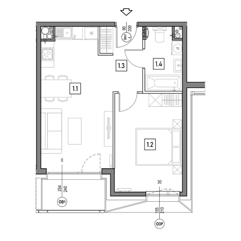 Plan 2 pok. 43m²