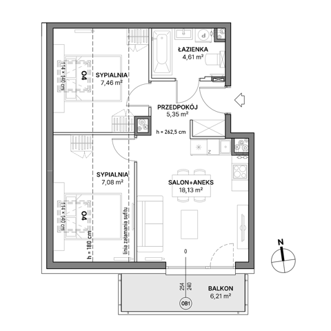Plan 3 pok. 43m²