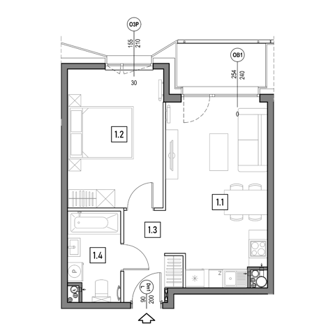 Plan 2 pok. 42m²