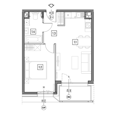 Plan 2 pok. 42m²