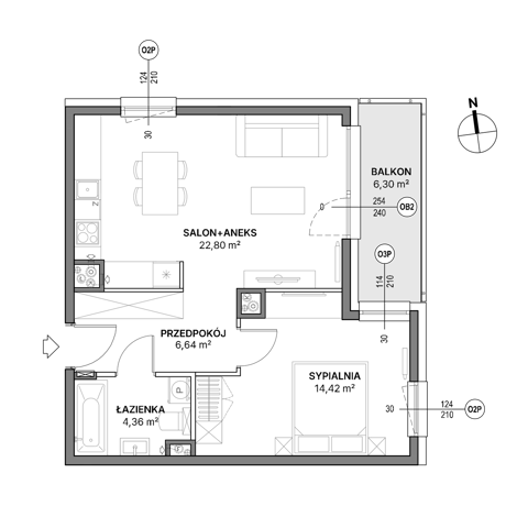 Plan 2 pok. 48m²