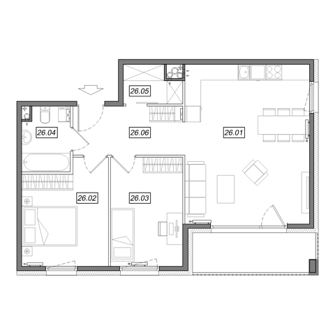 Plan 3 pok. 67m²