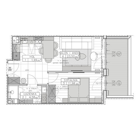 Plan 2 pok. 42m²