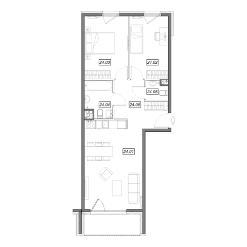 Plan 3 pok. 64m²