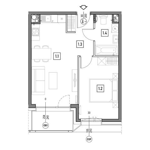 Plan 2 pok. 42m²